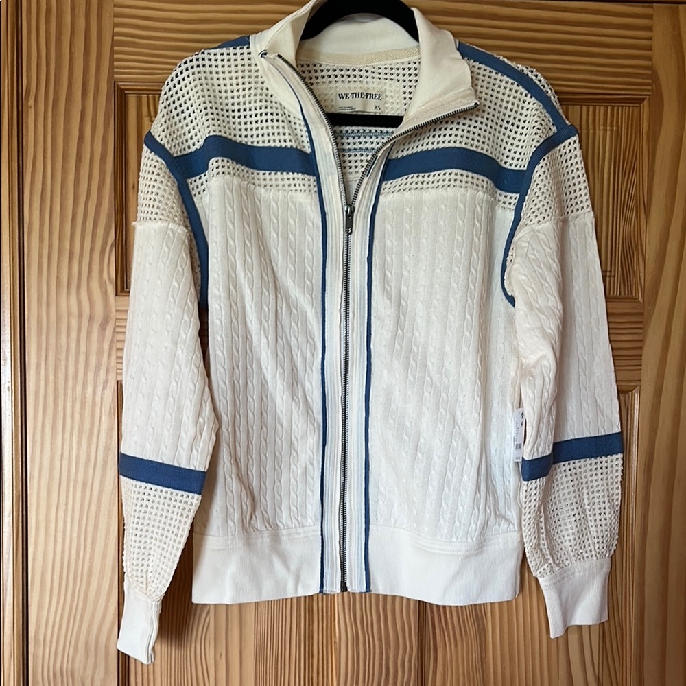 We The Free Aurora zip up Ivory and Blue Women's Jacket NWT size XS - Picture 5 of 15